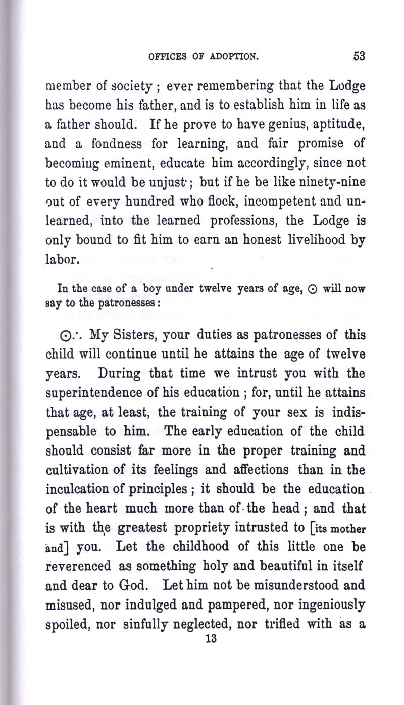 Masonic Baptism of Children by Albert Pike Part III page 53