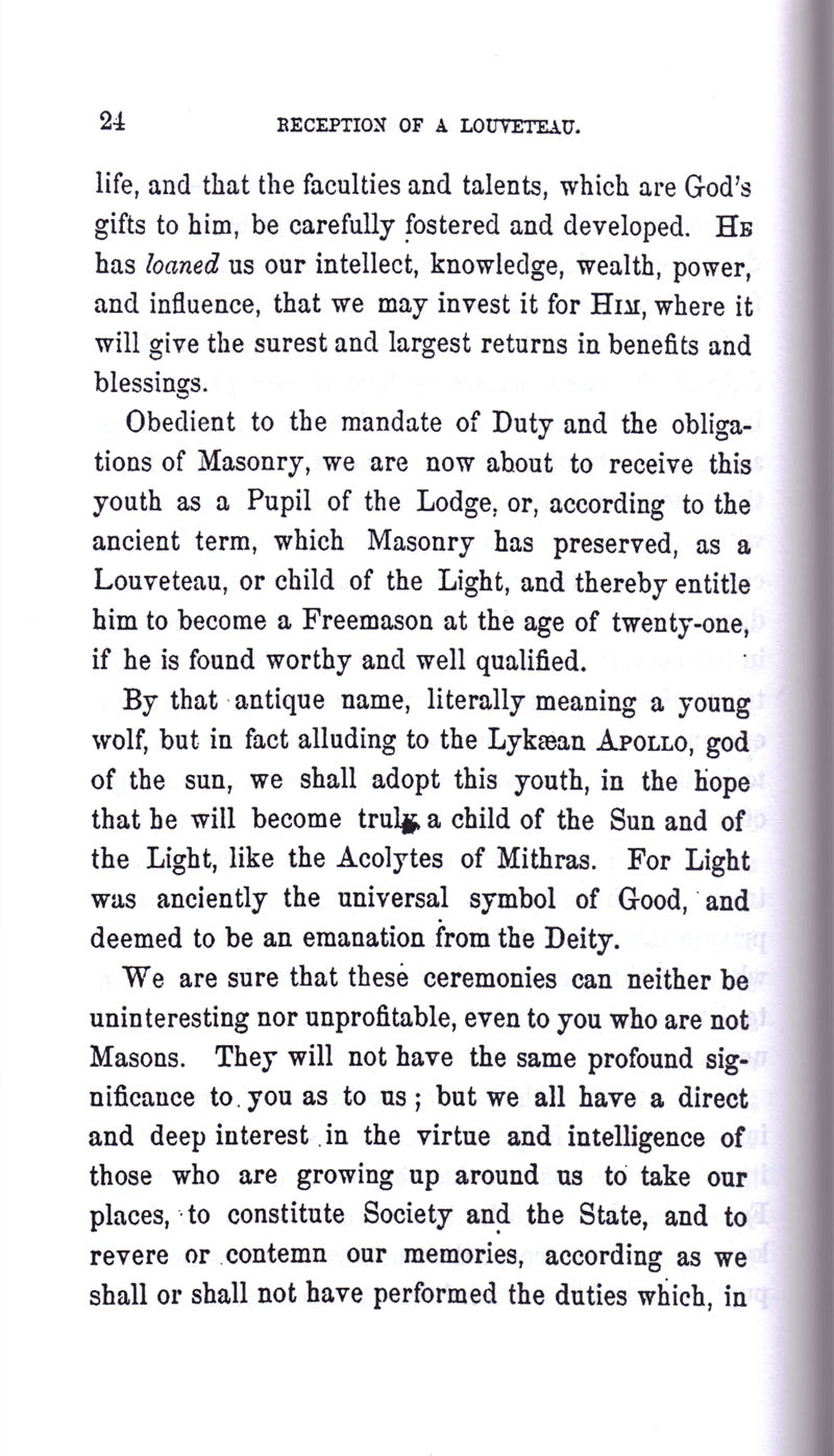 Masonic Baptism of Children by Albert Pike Part II page 24