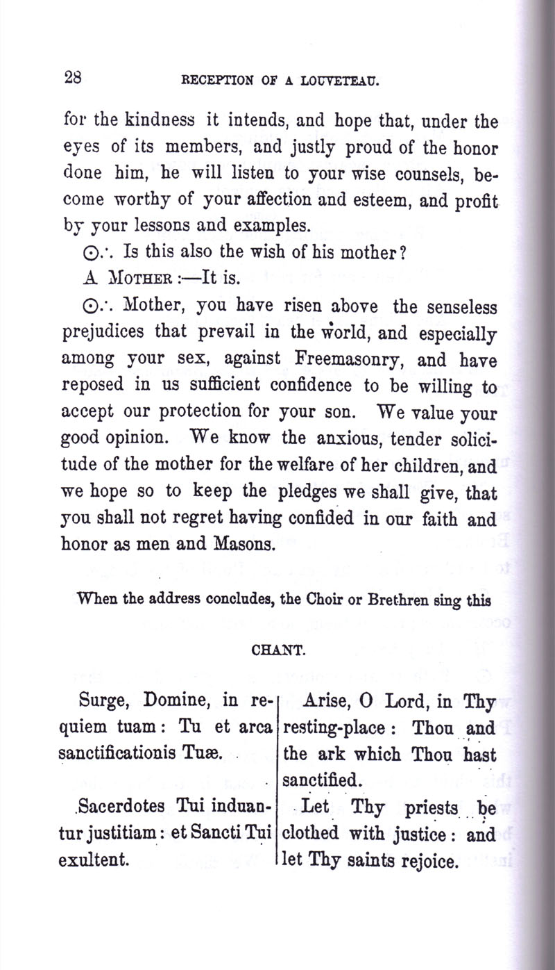 Masonic Baptism of Children by Albert Pike Part II page 28