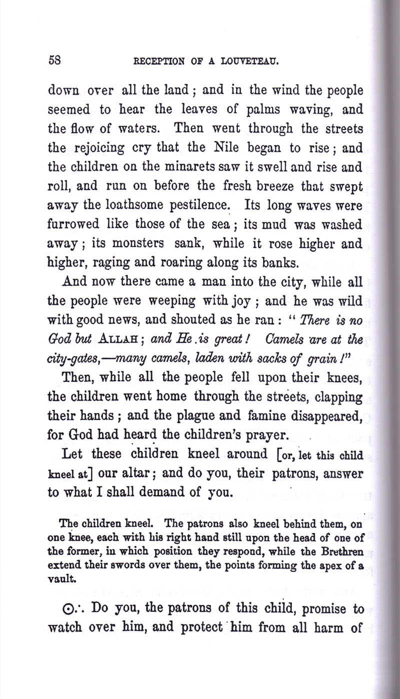 Masonic Baptism of Children by Albert Pike Part II page 58