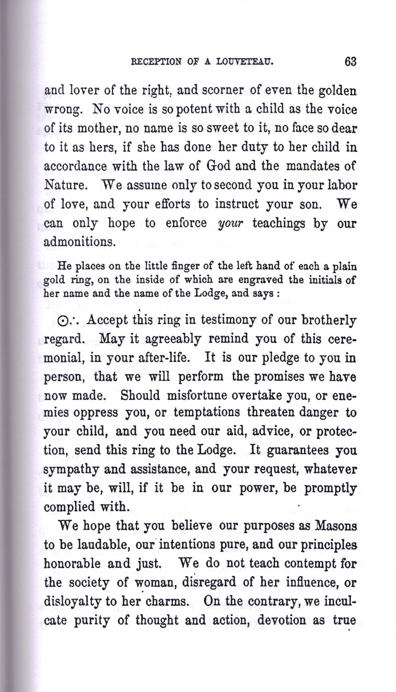 Masonic Baptism of Children by Albert Pike Part II page 63