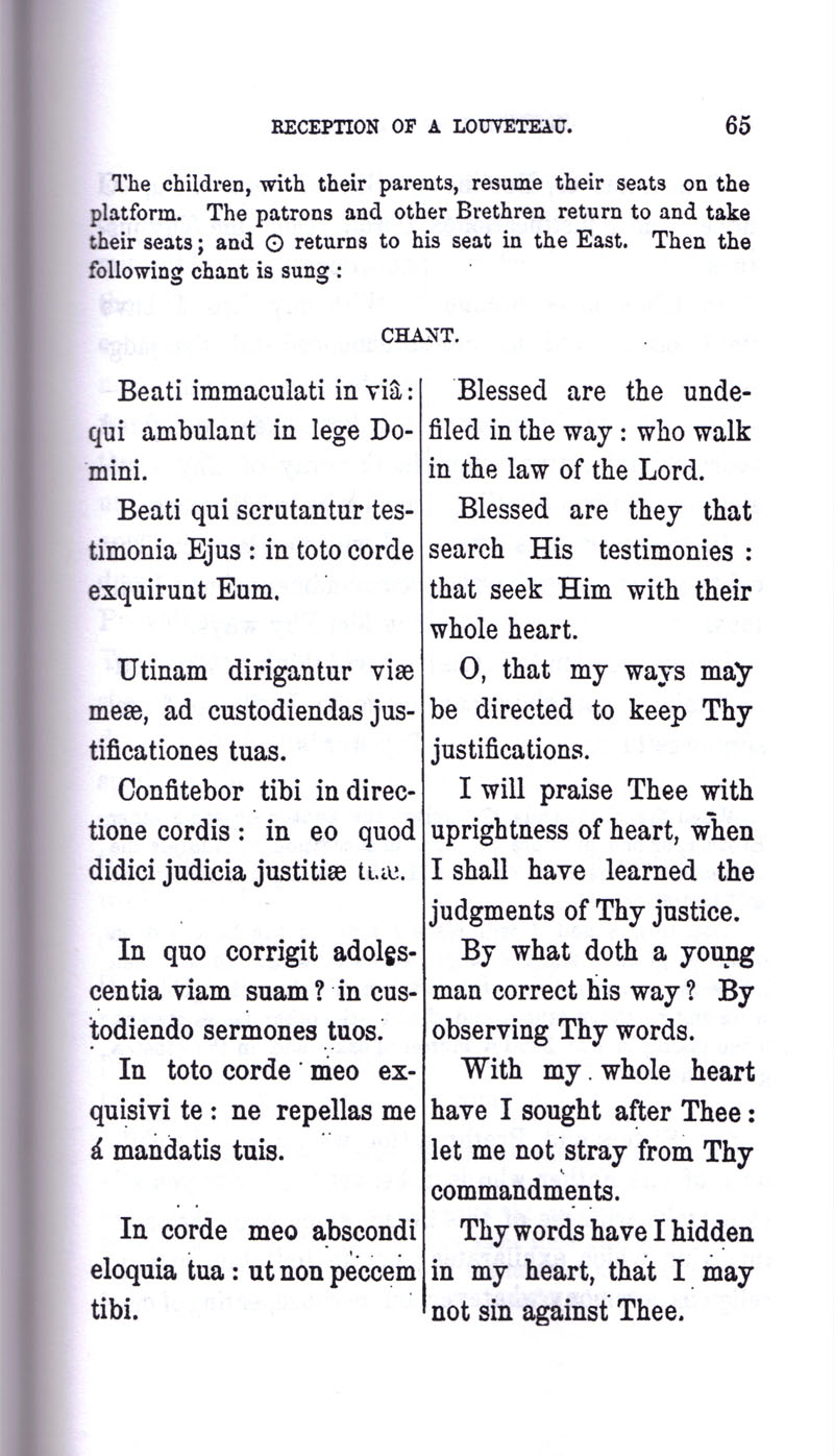 Masonic Baptism of Children by Albert Pike Part II page 65