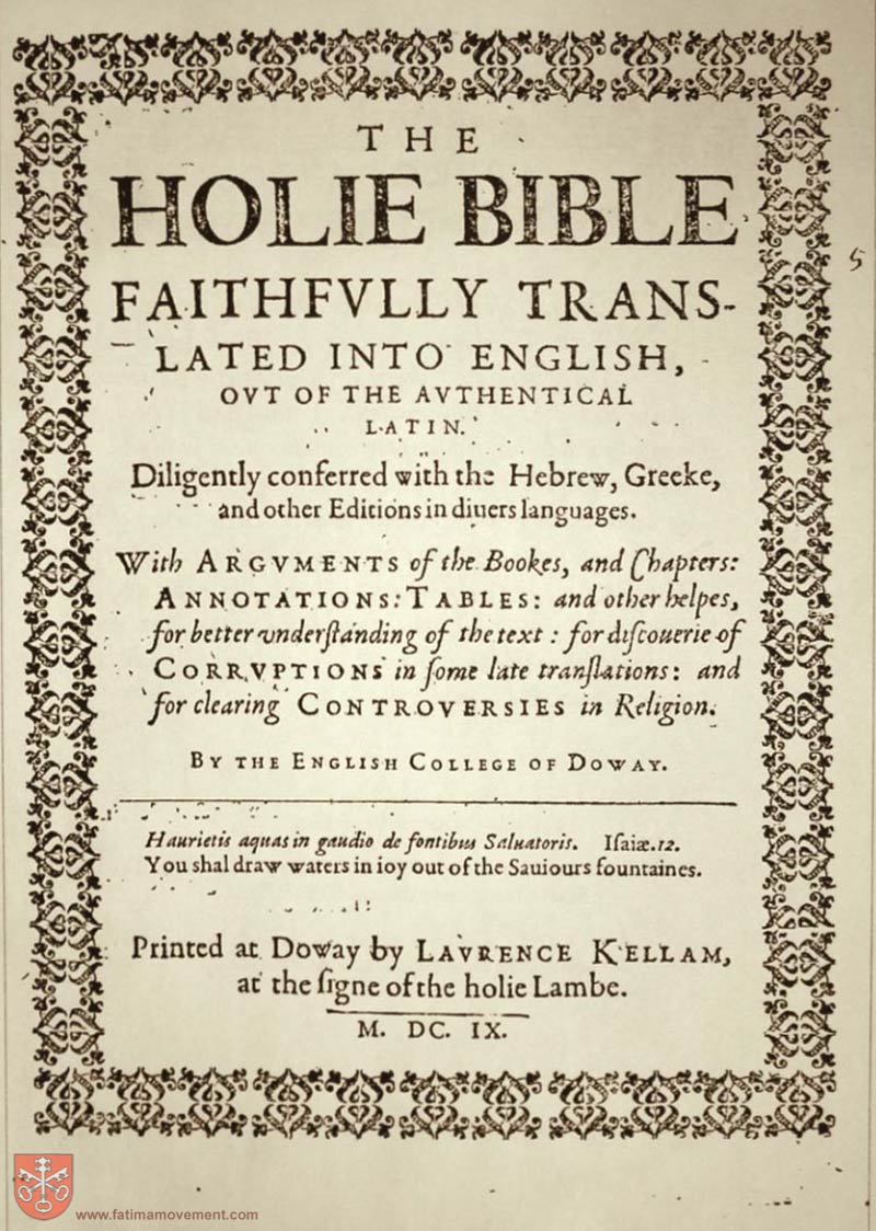 Original Douay Rheims Catholic Bible scan 0001
