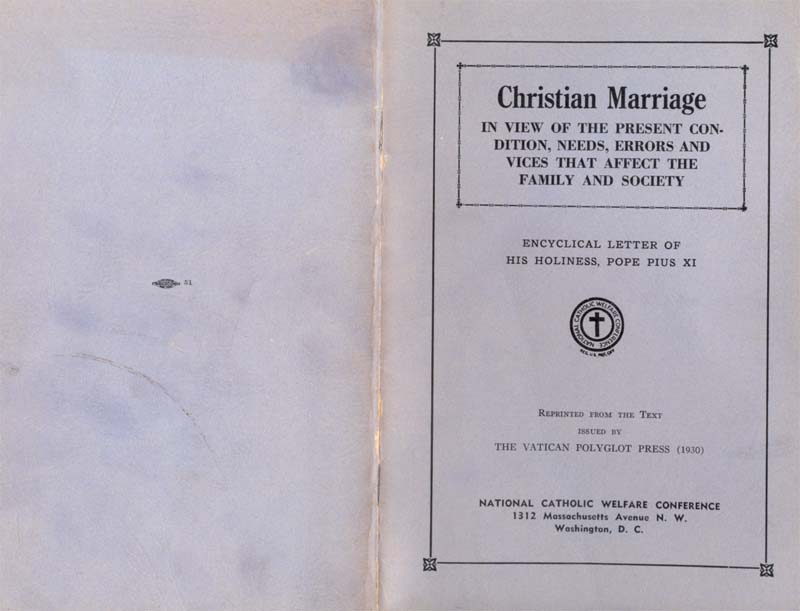 Pius XI Encyclical Christian Marriage page 01