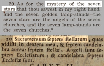 The mystery of the seven stars is no mystery if you read the Canonical Latin Vulgate