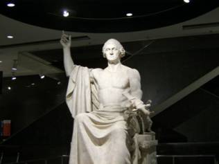 George Washington statue in the same pose as Baphomet