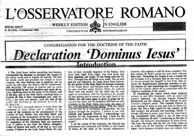 Vatican II's heretical 'Dominus Jesus'