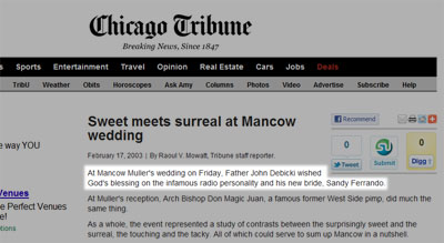 Mancow Muller is allowed to get married at St. Mary of the Angels Chicago by the Jewish Masonic priests of Opus Dei