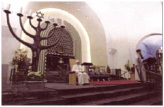 Jewish Freemason Benedict XVI sits in a Jewish Temple