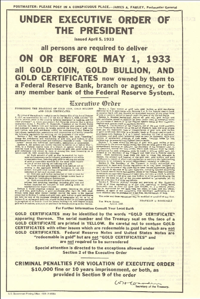 Freemason Roosevelt's Gold Seizure of 1933