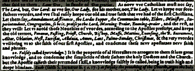 1635 Douai Rheims instructions for Catholics: do not say 'the Lord'