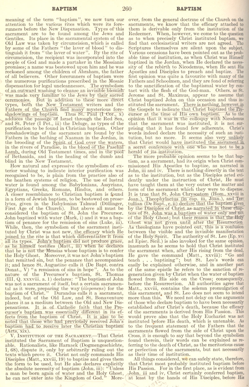 Catholic Encyclopedia Volume II - Baptism - page 260