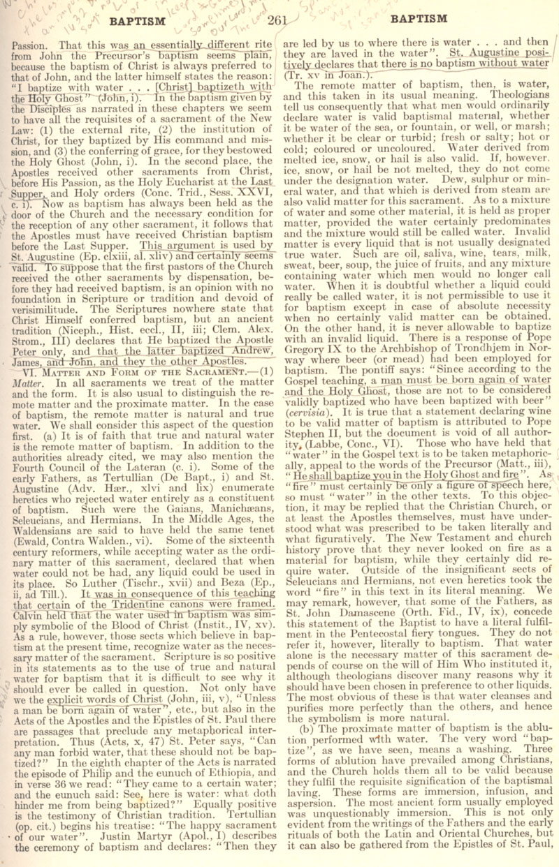 Catholic Encyclopedia Volume II - Baptism - page 261