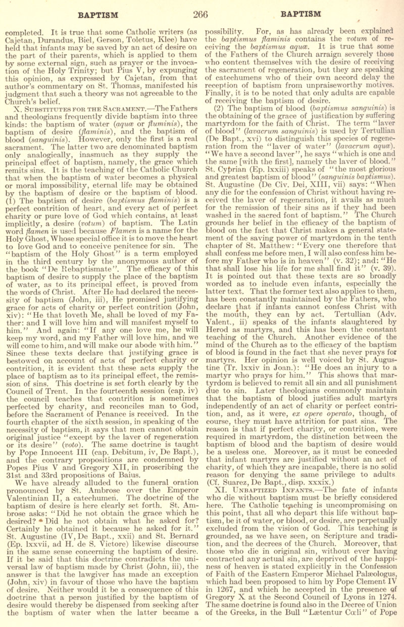 Catholic Encyclopedia Volume II - Baptism - page 266