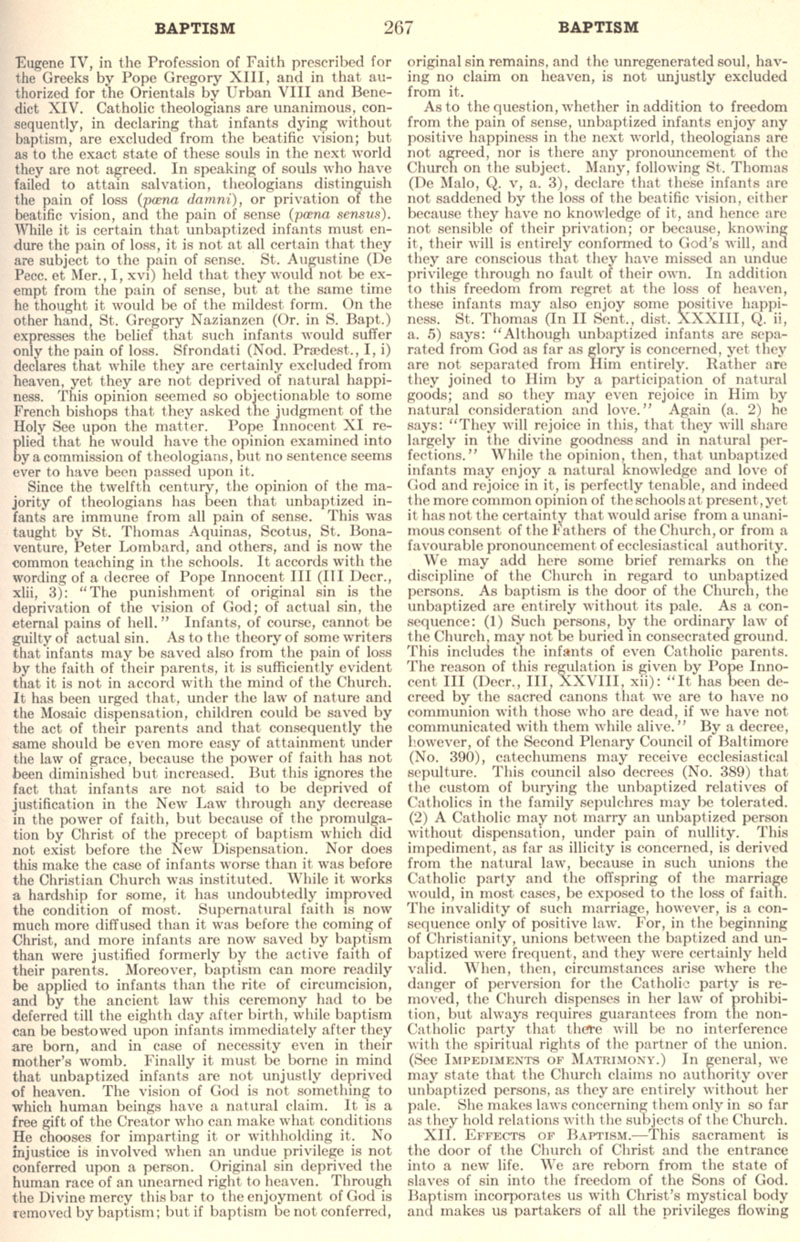 Catholic Encyclopedia Volume II - Baptism - page 267
