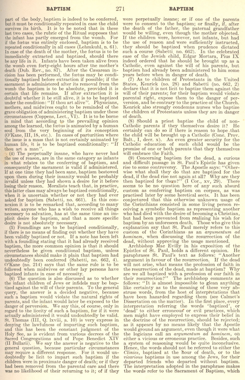 Catholic Encyclopedia Volume II - Baptism - page 271