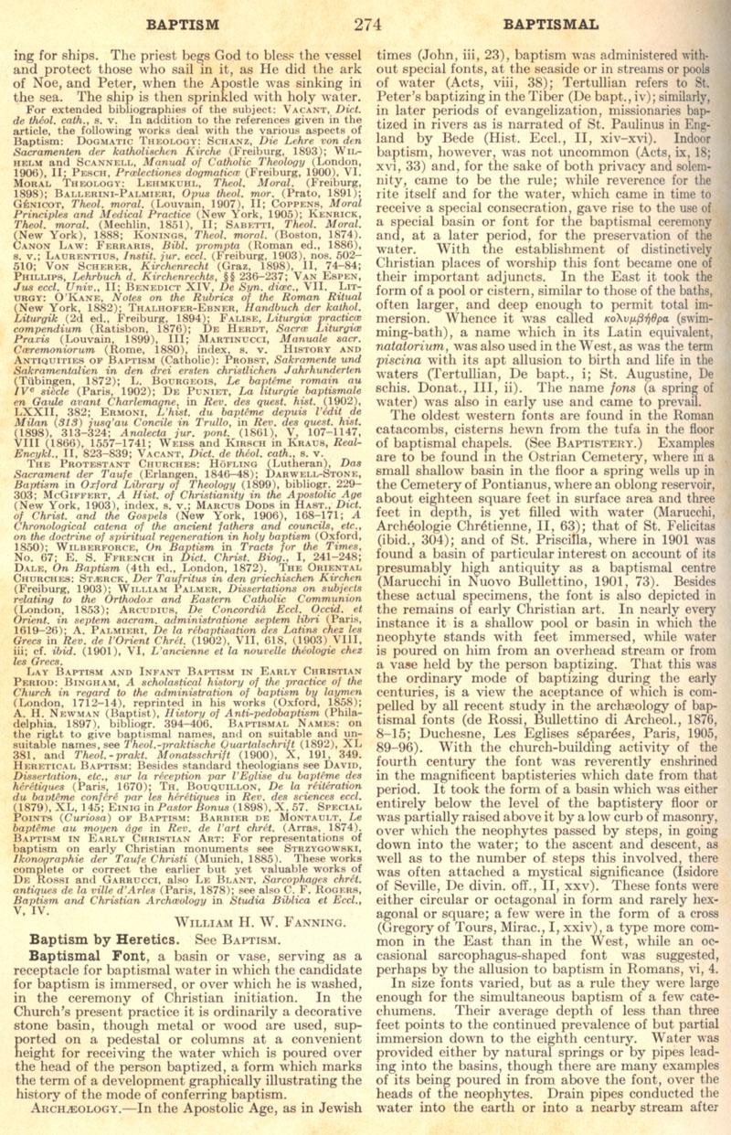 Catholic Encyclopedia Volume II - Baptism - page 274