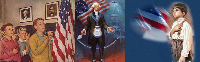 American schoolchildren are forced to give allegiance to Freemason George Washington and his government in government-run schools